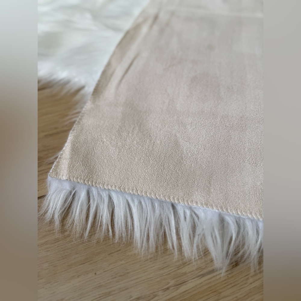 Faux Fur Shag Area Rug - Off White - Picture 4 of 6